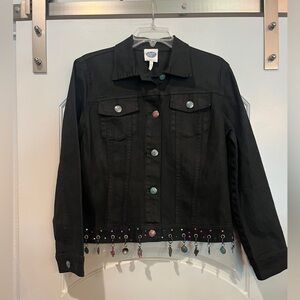 Vintage black charm accented hem Jean Jacket style jacket. So cool!!
